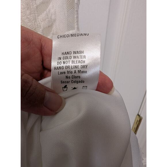 White Lace Maxi Dress S Boho Romantic Bridal Overlay Cottage Temple Orange Creek - Picture 12 of 14